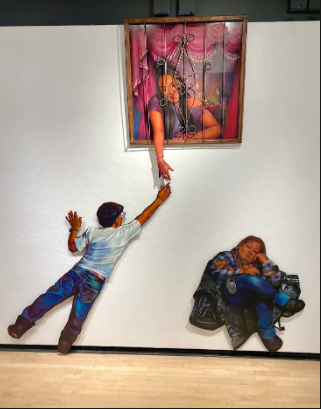 The Girl Behind Bars, The Boy Reaching High, and Momma with a Belt by Johanna Azul